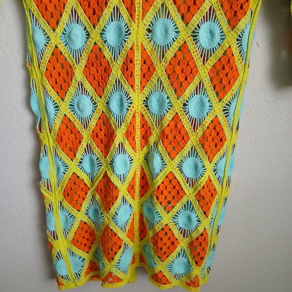Urban Outfitters High Tide Crochet Cover Up Size Small Colorful - Picture 7 of 12